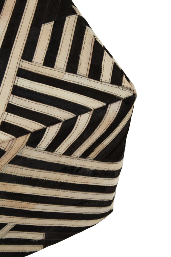 Bosie Safira Black And White Stripe Leather Pouffe