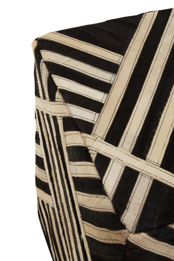 Bosie Safira Black And White Stripe Leather Pouffe