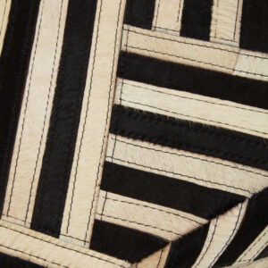 Bosie Safira Black And White Stripe Leather Pouffe