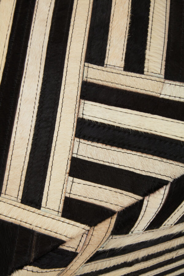 Bosie Safira Black And White Stripe Leather Pouffe
