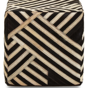 Bosie Safira Black And White Stripe Leather Pouffe