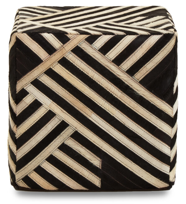 Bosie Safira Black And White Stripe Leather Pouffe