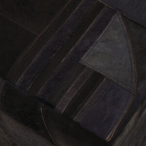 Bosie Safira Black And Grey Deco Hair on Leather Pouffe