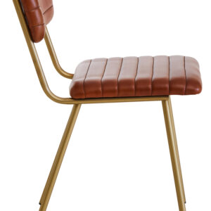 Buffalo Tan Leather Dining Chair With Gold Finish Frame
