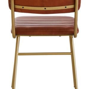 Buffalo Tan Leather Dining Chair With Gold Finish Frame