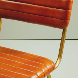 Buffalo Tan Leather Dining Chair With Gold Finish Frame
