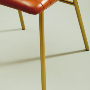 Buffalo Tan Leather Dining Chair With Gold Finish Frame