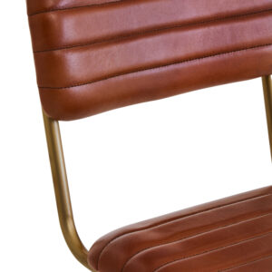 Buffalo Tan Leather Dining Chair With Gold Finish Frame