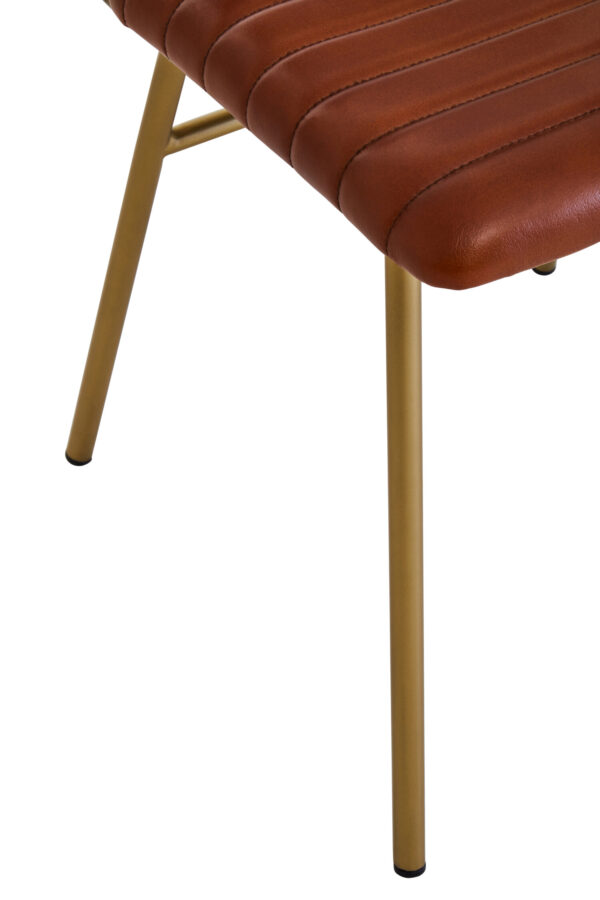Buffalo Tan Leather Dining Chair With Gold Finish Frame