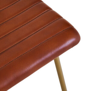 Buffalo Tan Leather Dining Chair With Gold Finish Frame