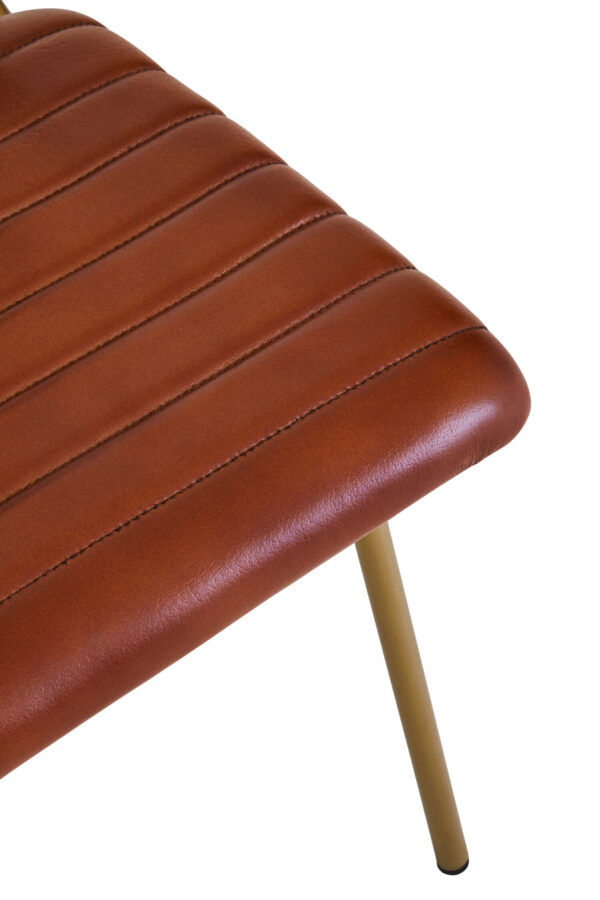 Buffalo Tan Leather Dining Chair With Gold Finish Frame