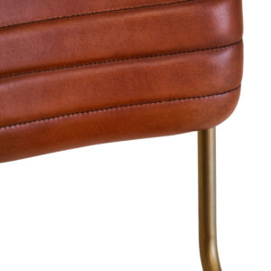 Buffalo Tan Leather Dining Chair With Gold Finish Frame