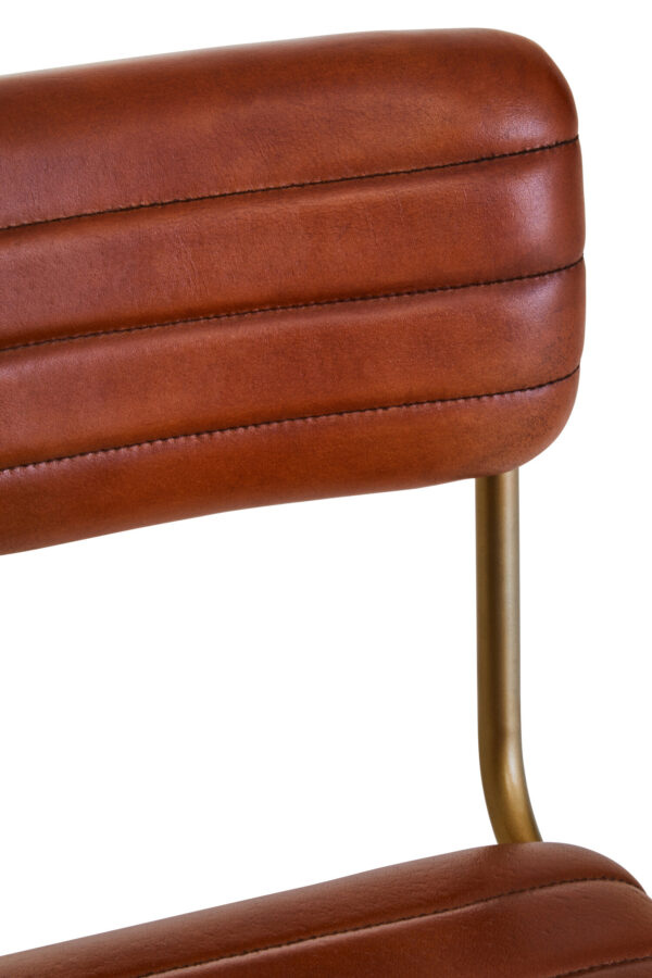 Buffalo Tan Leather Dining Chair With Gold Finish Frame