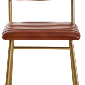 Buffalo Tan Leather Dining Chair With Gold Finish Frame