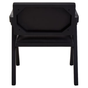 Buffalo Black Leather Chair With Wood Frame