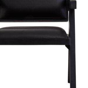 Buffalo Black Leather Chair With Wood Frame