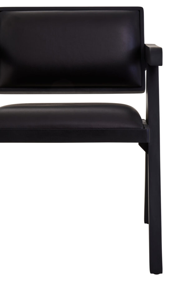 Buffalo Black Leather Chair With Wood Frame
