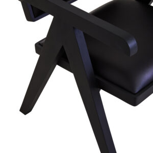 Buffalo Black Leather Chair With Wood Frame
