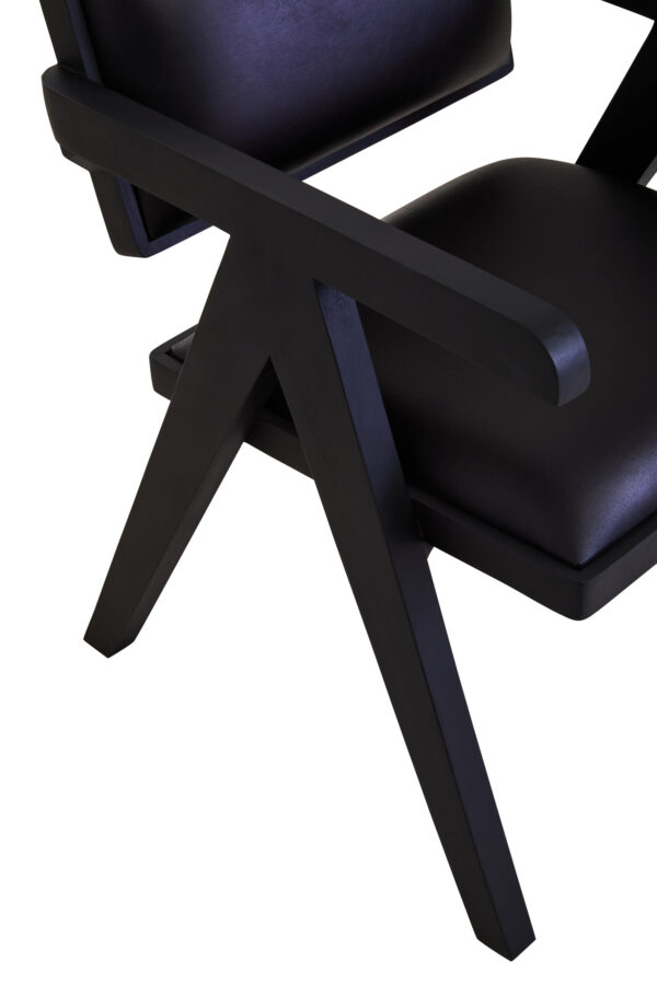 Buffalo Black Leather Chair With Wood Frame