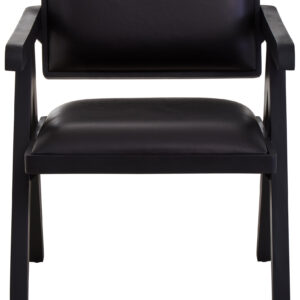 Buffalo Black Leather Chair With Wood Frame