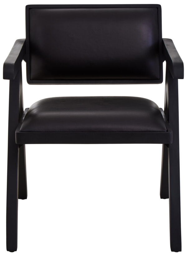 Buffalo Black Leather Chair With Wood Frame