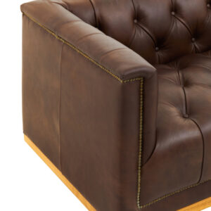 King Three Seater Modern Chesterfield Dark Brown Leather Sofa