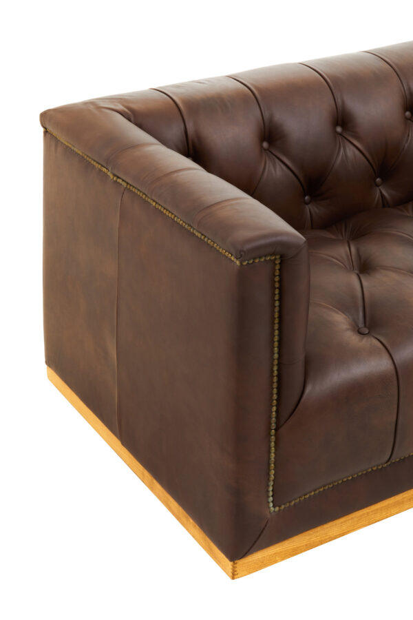 King Three Seater Modern Chesterfield Dark Brown Leather Sofa