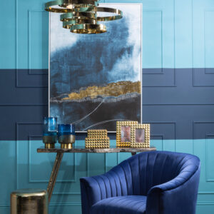 Bosie Kensington Townhouse Navy Blue and White Rug