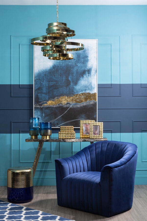 Bosie Kensington Townhouse Navy Blue and White Rug