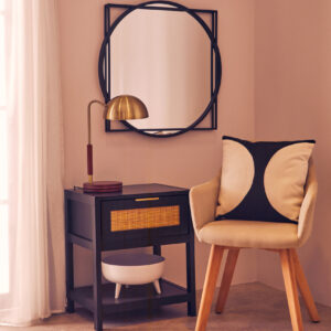 Sydnee Antique Brass Finish Task Lamp with Wood Base