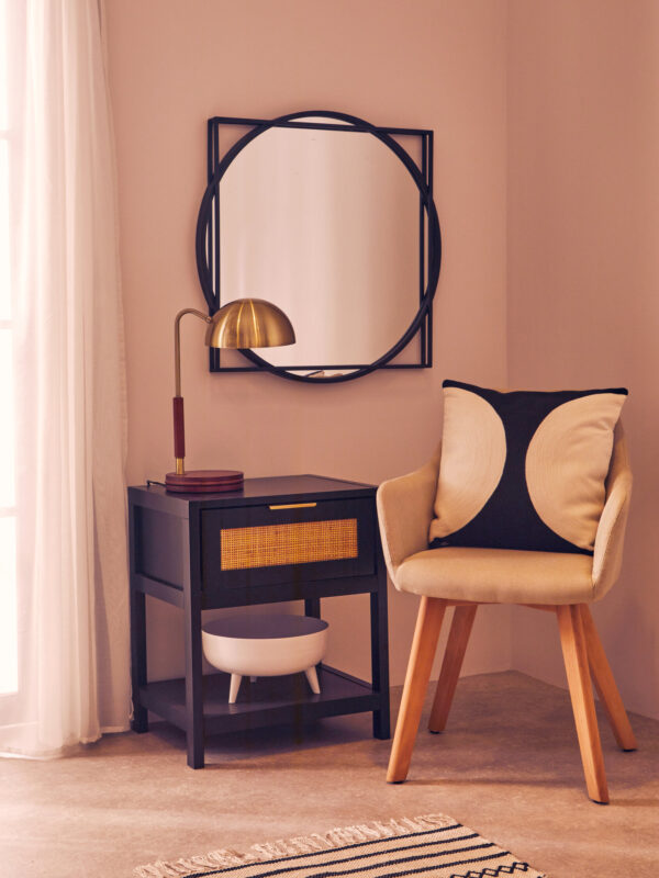 Sydnee Antique Brass Finish Task Lamp with Wood Base