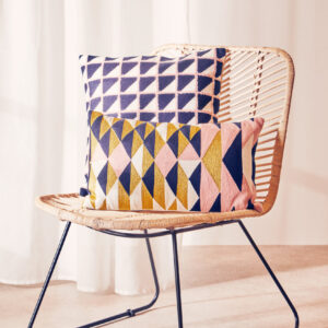 Bosie Ozella Grid Design Embroidered Cushion