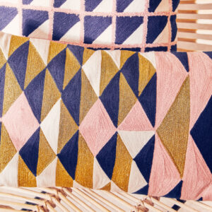 Bosie Ozella Grid Design Embroidered Cushion