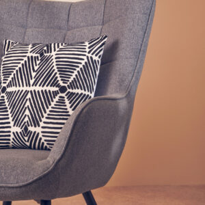 Bosie Ozella Black And White Square Embroidered Cushion
