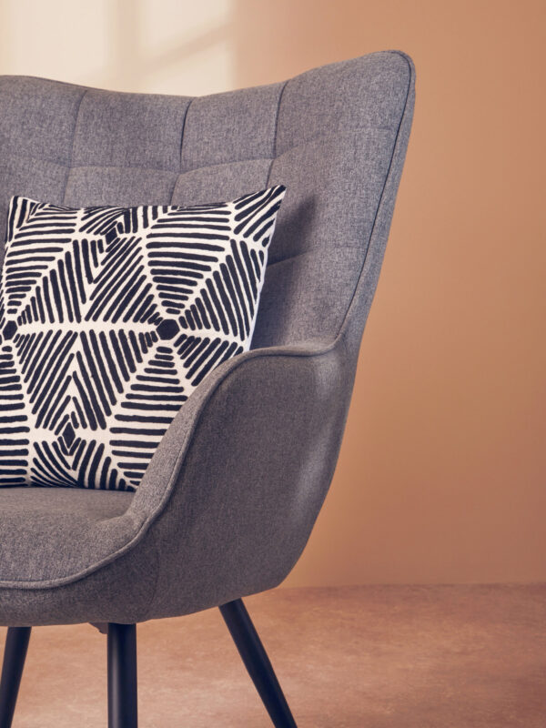 Bosie Ozella Black And White Square Embroidered Cushion