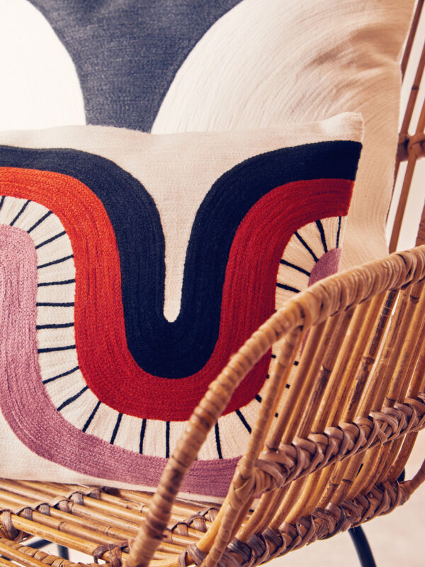 Bosie Ozella Black And White Semi Circular Design Cushion