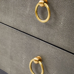 Deruta Two Drawer Grey Shagreen Effect Side Table