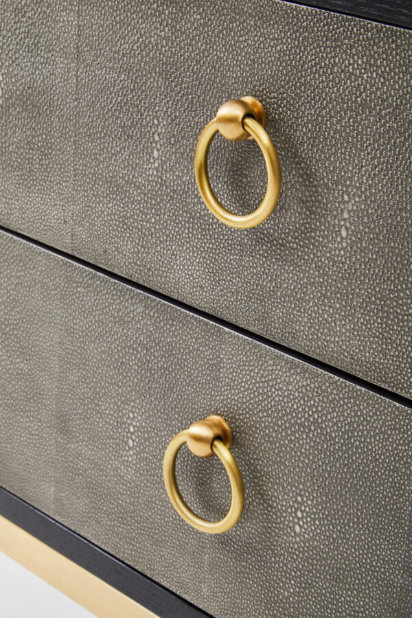 Deruta Two Drawer Grey Shagreen Effect Side Table