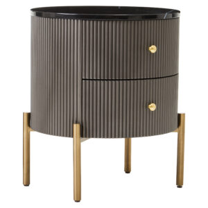 Dervio Grey Two Drawer Chest with Black Marble Top