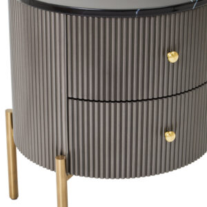 Dervio Grey Two Drawer Chest with Black Marble Top