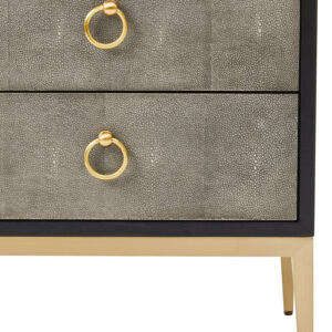 Deruta Two Drawer Grey Shagreen Effect Side Table