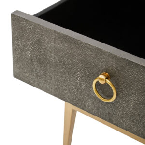 Deruta Two Drawer Grey Shagreen Effect Side Table