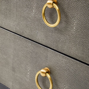 Deruta Two Drawer Grey Shagreen Effect Side Table