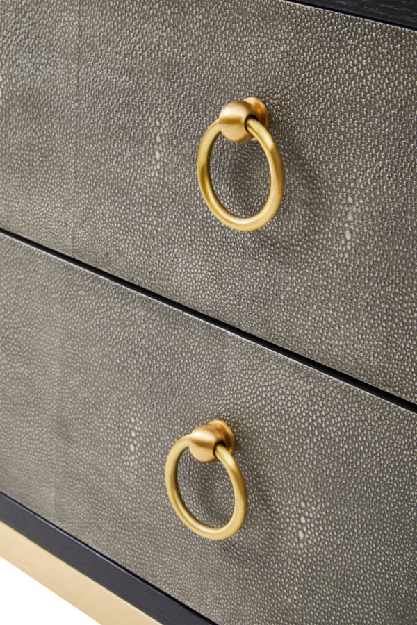 Deruta Two Drawer Grey Shagreen Effect Side Table