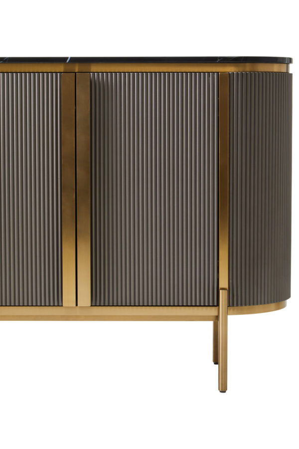 Dervio Grey Two Door Sideboard with Black Marble Top