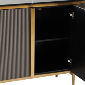 Dervio Grey Two Door Sideboard with Black Marble Top