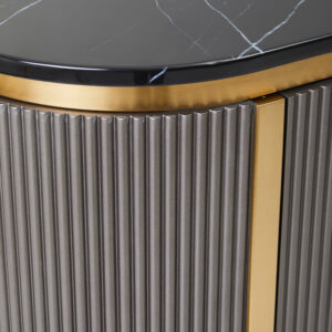 Dervio Grey Two Door Sideboard with Black Marble Top