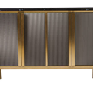 Dervio Grey Four Door Sideboard With Black Marble Top