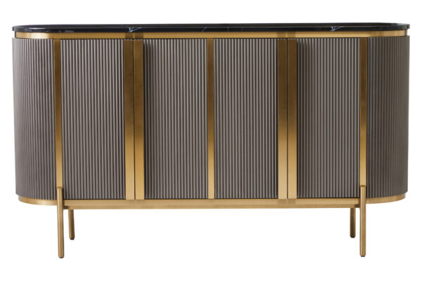 Dervio Grey Four Door Sideboard With Black Marble Top