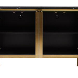Dervio Grey Four Door Sideboard With Black Marble Top